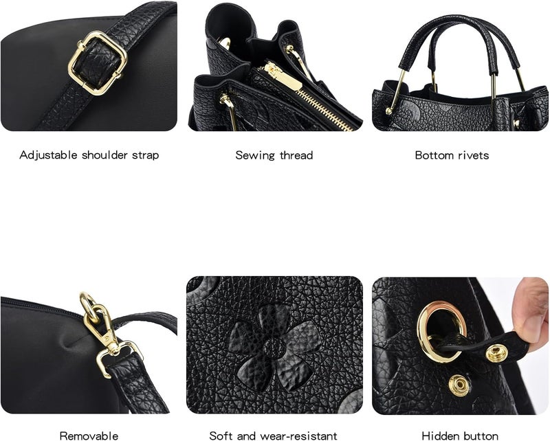 Travistar Store حقائب يد مزهرة للنساء - مجموعة حقائب يد جلدية مزخرفة بحمالة علوية حقيبة كتف كبيرة حقيبة هوبو للسيدات - Image 5